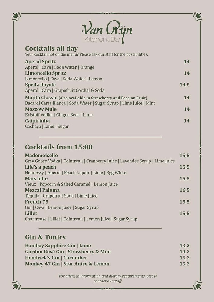 Cocktails at Van Rijn