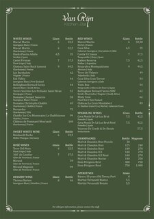 Wines at Van Rijn